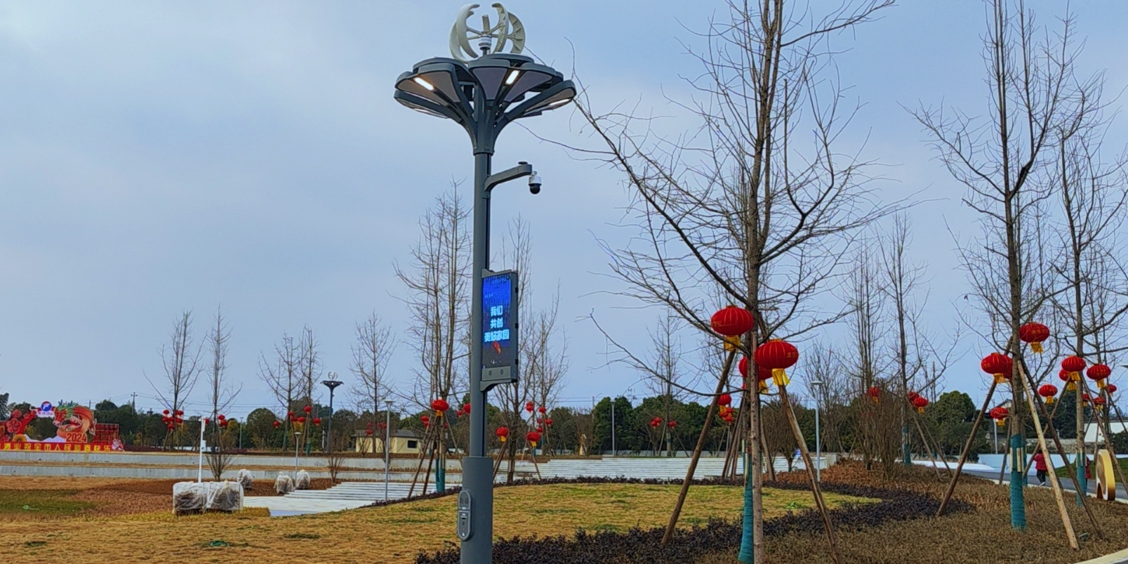 快來圍觀，種在綿竹市城北濕地公園的“智慧樹”亮燈啦